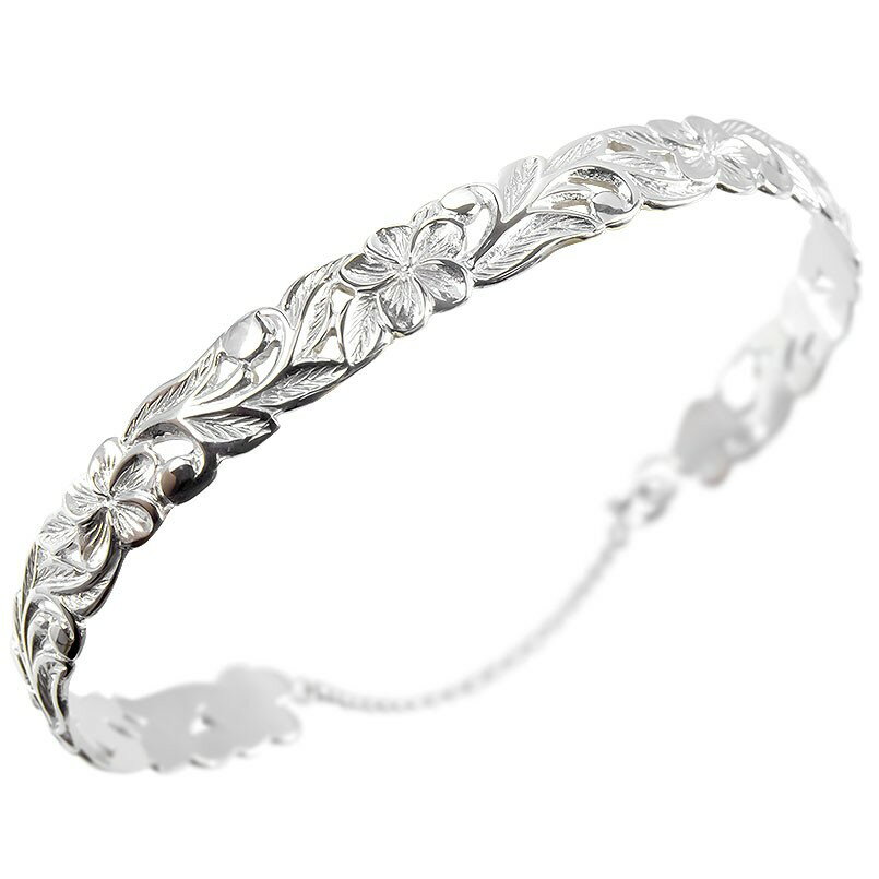 ブレスレット 18cm シルバー 地金 幅広 透かし プルメリア sv925 男女兼用 ユニセックス 男女問わず レディース