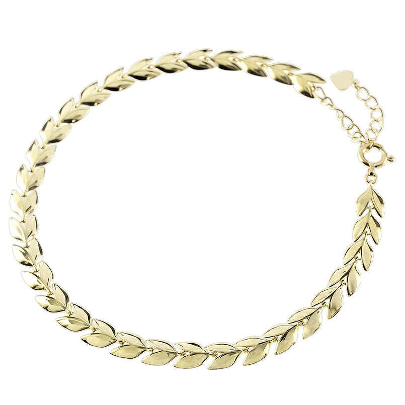 【最短発送】 18金 ブレスレット 幅広 太め イエローゴールドK18 リーフ アジャスター チェーン 19cm ゴールド 18k 地金 春 夏 シンプル おし...