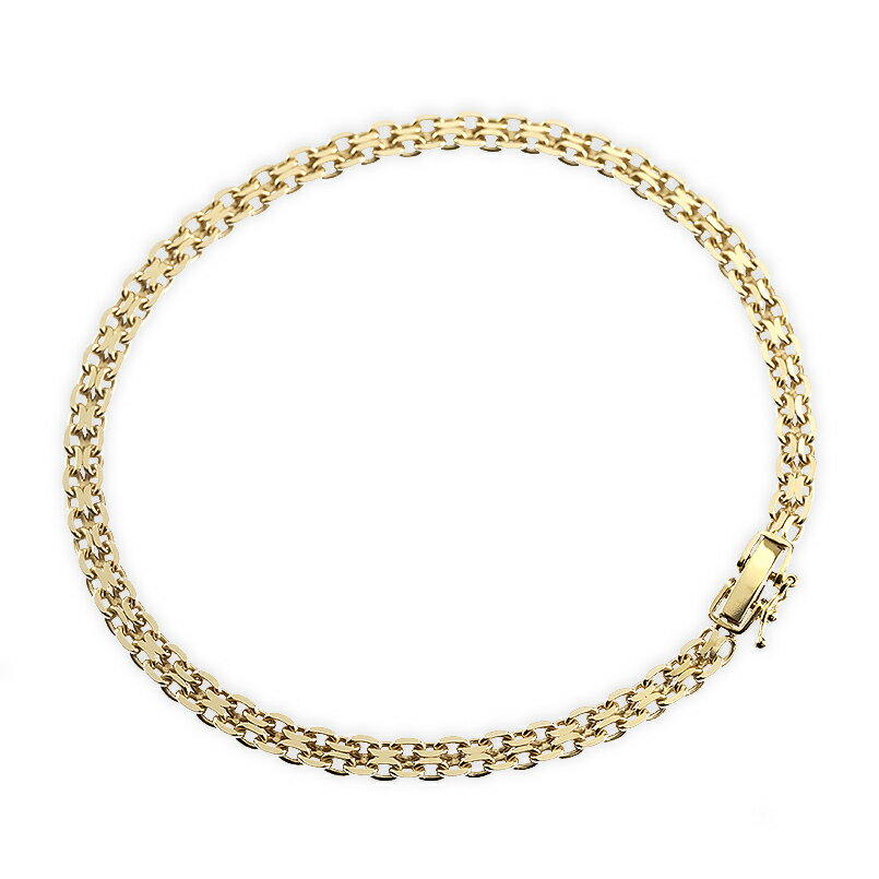 18金 ブレスレット 18cm ビスマルク チェーン 5.2g 太め 幅広 ゴールド イエローゴールドK18 18k 金 中折れ式 留め金具 チェーンのみ ゴー...