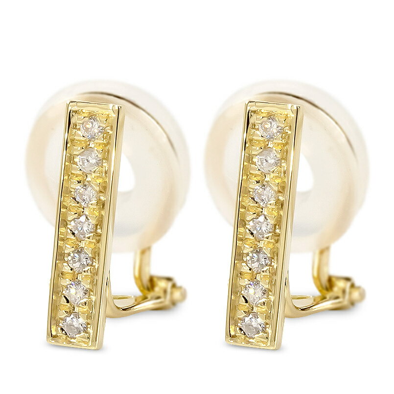 【最短発送】 18金イヤリング ダイヤモンド レディース メンズ ゴールド イエローゴールドk18 18k バー 人気 LGBTQ 男女兼用 女性 男性 ユニセックス ノンホールピアス