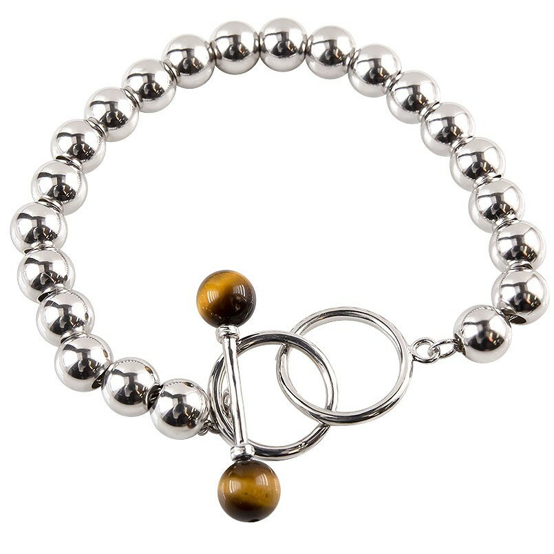 【最短発送】メンズ ブレスレット タイガーアイ シルバー925 マンテル 20cm 丸玉 sv925 男性 トグルクラスプ シンプル 虎目石 人気 SV 男性用...