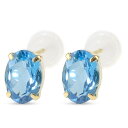 【最短発送】 18金ピアス ブルートパーズ オーバル ペア ゴールド 18k イエローゴールドk18 スタッドピアス シンプル 宝石 11月の誕生石 男女兼用 ...