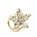 【最短発送】 18金 ピアス 片耳ピアス ダイヤモンド 0.13ct 花 キャッチのいらないピアス つけっぱなし イエローゴールドk18 キャッチナッシャー ボディピアス 男女兼用 ユニセックス 男女問わず レディース