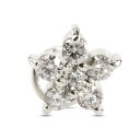 【最短発送】 プラチナ900 ピアス 片耳ピアス ダイヤモンド 0.19ct 花 キャッチのいらないピアス つけっぱなし pt900 キャッチナッシャー ボディピアス 男女兼用 ユニセックス 男女問わず レディース