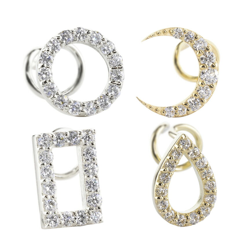 【最短発送】 選べるデザイン 18金 プラチナ 片耳ピアス ダイヤモンド イエローゴールドk18 プラチナ900 片方 ゴールド 18k pt900 簡単装着 キャッチのいらないピアス つけっぱなし キャッチナッシャー ピアス 男女兼用 ユニセックス 男女問わず