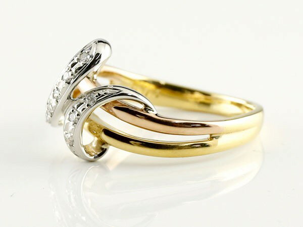 かざり屋のプラチナ ゴールド 婚約指輪 エンゲージリング ダイヤモンドリング 3色 スリーカラー コンビリング 指輪 ダイヤ ピンキーリング レディース オリジナルジュエリー｜アングル2