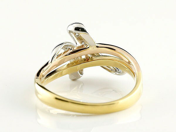 かざり屋のプラチナ ゴールド 婚約指輪 エンゲージリング ダイヤモンドリング 3色 スリーカラー コンビリング 指輪 ダイヤ ピンキーリング レディース オリジナルジュエリー｜アングル3