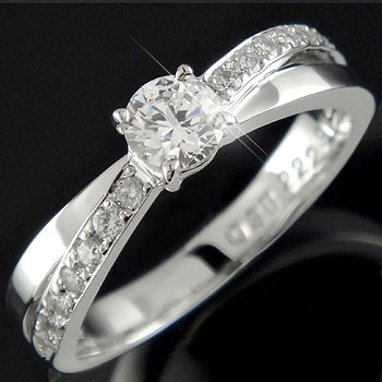 鑑定書付 エンゲージリング 婚約指輪 ダイヤモンド リング ダイヤ0.42ct 一粒ダイヤモンド大粒ダイヤモンド VSクラス プラチナリング 指輪 立て爪 オリジナルジュエリー