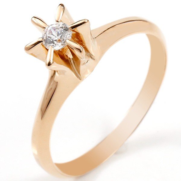 プロポーズリング 18金 婚約指輪 エンゲージリング ダイヤモンド 一粒ダイヤ SIクラス 立爪 ピンクゴールドk18 レディース 18k 笑顔になるジュエリー 大きいサイズ対応