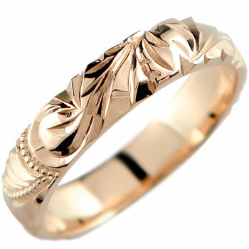 ハワイアンジュエリー ハワイアンリング 指輪 ピンクゴールドK18 K18PG ミル打ち レディース メンズ ピンキーリング サムリング ミディリング