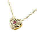 「Rakuten Fashion THE SALE」ハワイアンジュエリー ハート ネックレス ルビー イエローゴールドk18 ペンダント プチネックレス 18k...
