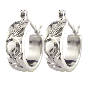 かざり屋 ジュエリー 30代 40代 50代 ハワイアン ピアス フープピアス プラチナ900 フラワーモチーフ 手作りピアス PT900 石なし ユニセックス