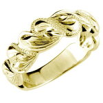 ハワイアンジュエリーハワイアンリング指輪イエローゴールドk18小指に記念にお守りとしてk18ハートモチーフミル打ちミル