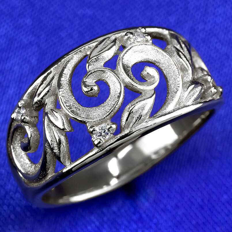 ハワイアンジュエリー プラチナ リング pt999 ダイヤモンド ハワイアン 指輪 レディース 女性 妻 彼女 純プラチナ 太め 透かし ピンキーリング 幅広 ...