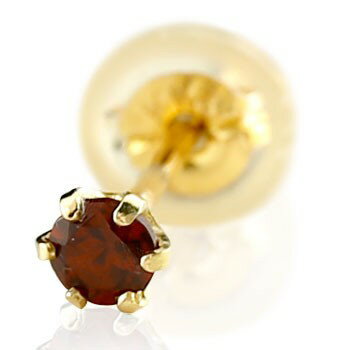 18金 ピアス 片耳ピアス ガーネット ピアス イエローゴールドk18 スタッドピアス 18k 男女兼用 ユニセ..