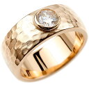 18金 メンズ リング ダイヤモンドリング 指輪 幅広 8ミリ幅 ピンクゴールドK18 18k ダイヤモンド 0.5ct ピンキーリング ストレート 槌目 槌打ち ロック仕上げ メンズジュエリー 男性用(4)