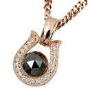 18金 ペンダント トップ 馬蹄 大粒 ブラックダイヤモンド 豪華 ダイヤモンド ネックレス ピンクゴールドk18 18k ブラックダイヤモンド ホースシュー 蹄鉄 男性用 men's オリジナルジュエリー(4)