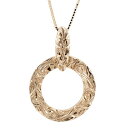 18金 ハワイアンジュエリー メンズ ネックレス ピンクゴールドk18 リング ペンダント 18k 輪っか リングネックレス キーリングデザインネックレス 地金...