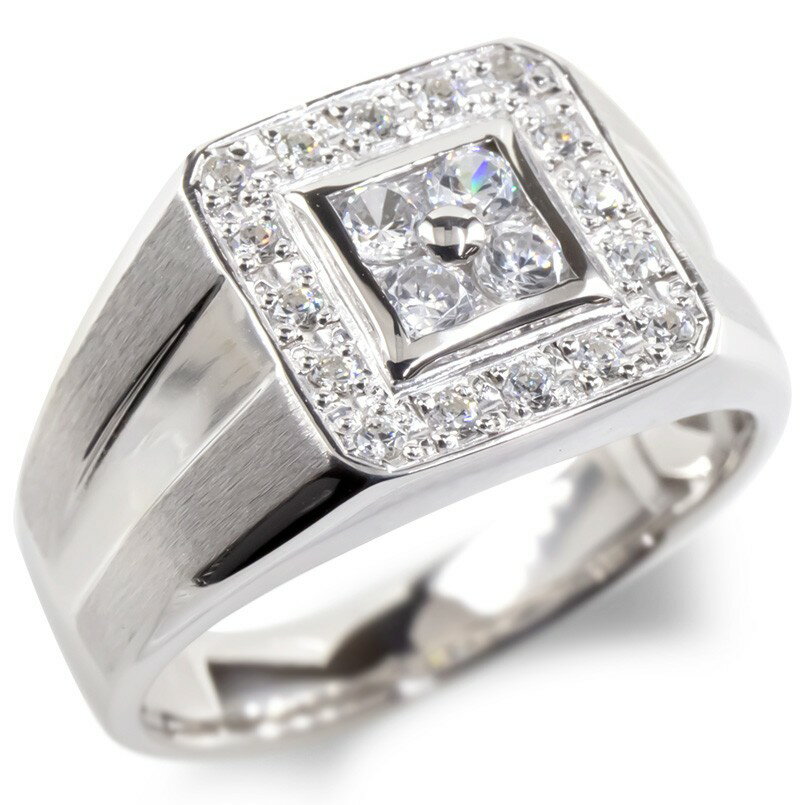 メンズ プラチナリング ダイヤモンド リング 印台 プラチナ ダイヤ 指輪 pt900 太め 幅広 つや消し 上品 婚約指輪 エンゲージリング プロポーズリング...