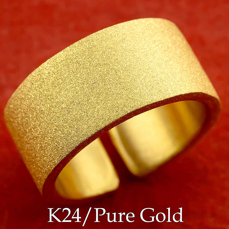 純金 24金 フリーサイズ リング 造幣局検定刻印付 10ミリ幅 金 ゴールド 24k 指輪 鍛造技法 ダイヤモンドダスト k24 地金 幅広 おしゃれ 大人 ...