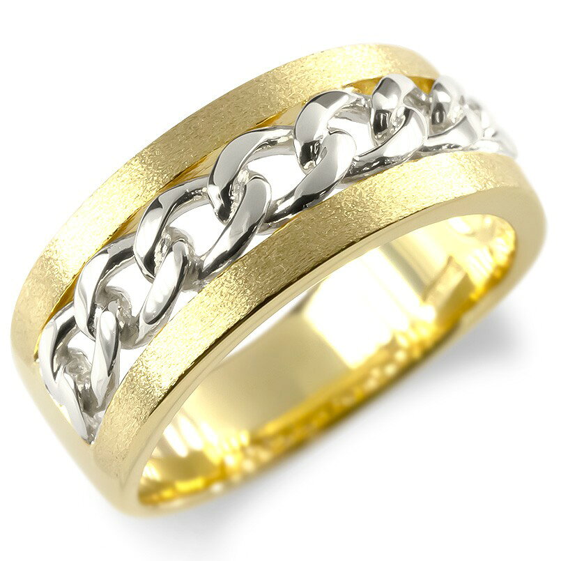 18金 リング ゴールド プラチナ 指輪 喜平 コンビ 18k イエローゴールドk18 pt900 幅広 太め ピンキーリング 地金 つや消し 男女兼用 ユニセックス 男女問わず