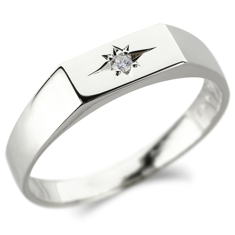 Cubic Zirconia - 印台 シグネットリング レディース シルバーリング キュービックジルコニア 指輪 一粒 sv ストレート