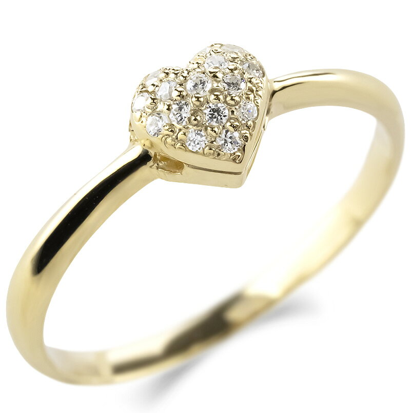 婚約指輪 エンゲージリング ダイヤモンド リング レディース K10YG ハート 0.075ct パヴェ 10金 指輪 イエローゴールドK10 10k