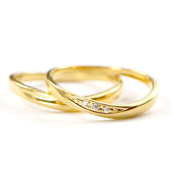 結婚指輪 マリッジリング ペアリング 18金 指輪 ダイヤモンド K18 細身 2個セット