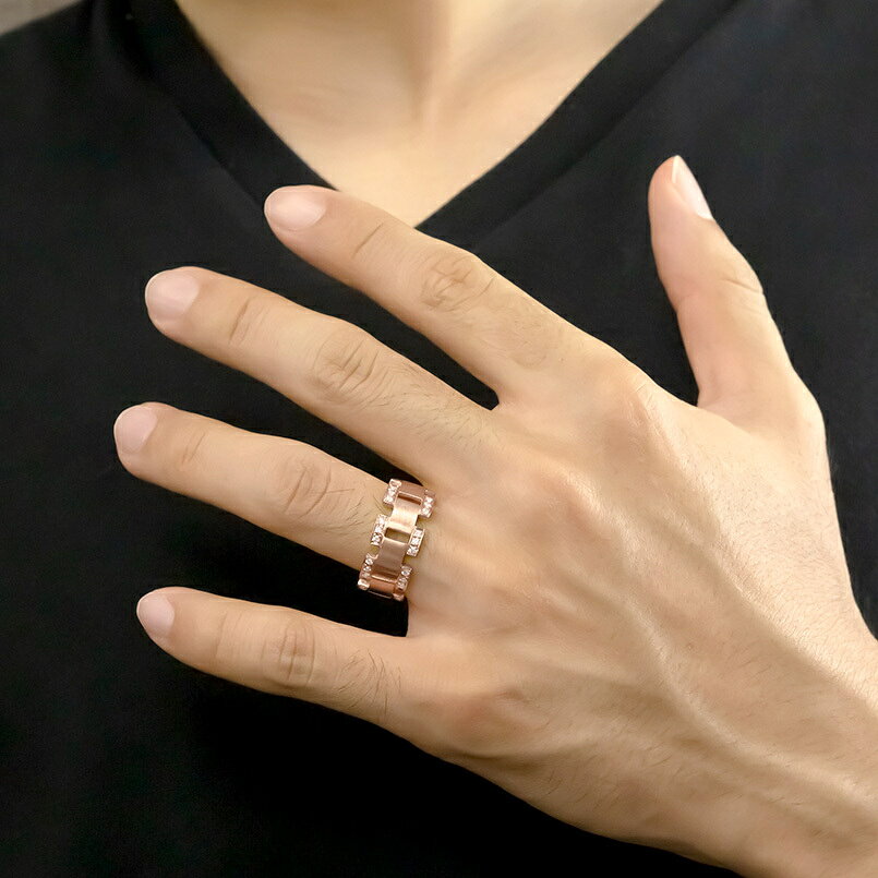 ペアリング 結婚指輪 ゴールド ダイヤモンド 幅広 太め 透かし 指輪 ピンクゴール...