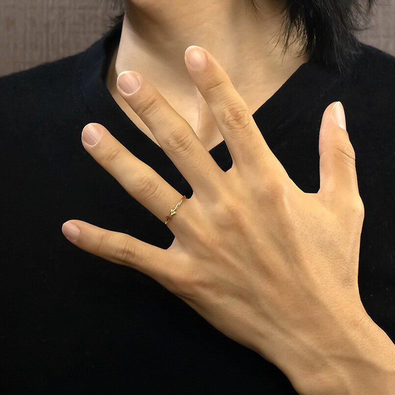 かざり屋の[10%OFFクーポンあり]結婚指輪 ペア ゴールド 10金 ペアリング カップル 2個セット k10 指輪 ハート クロス リング 細い マリッジリング スイートペアリィー 細身 イエローゴールドK10｜アングル3