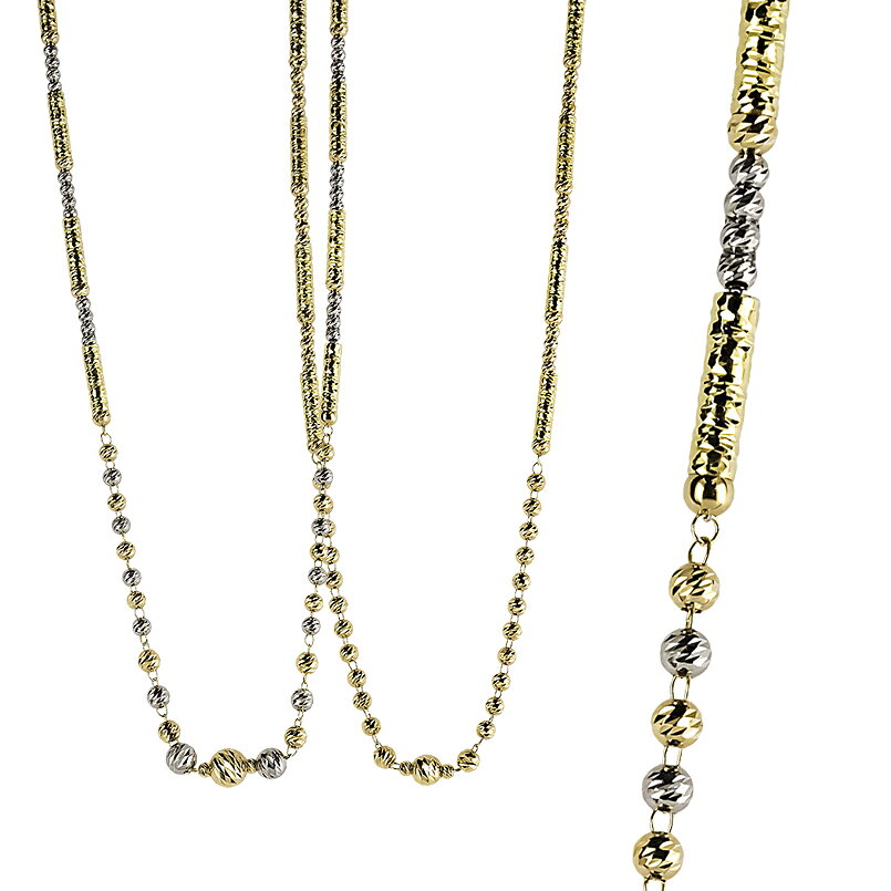 【クーポンで10％OFF】K18 プラチナ ネックレス チェーンのみ 72cm 地金 18k pt850 カットボール カットパイプ コンビ 18金 ロングネックレス 男女兼用 ユニセックス 男女問わず