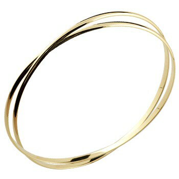 18金 ブレスレット バングル 2連 イエローゴールドk18 地金 シンプル 18k男女兼用 ユニセックス 男女問わず レディース