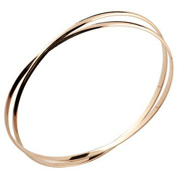 18金 ブレスレット バングル 2連 ピンクゴールドk18 地金 シンプル 18k男女兼用 ユニセックス 男女問わず レディース