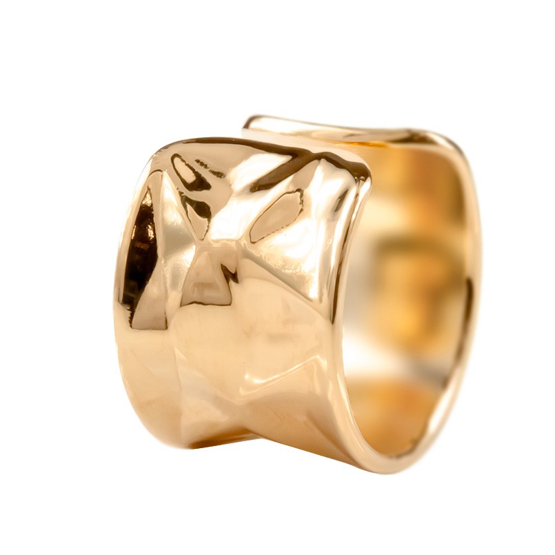 18金 リング イヤーカフ ピンクゴールドk18 イヤークリップ 指輪 片耳用 レディース イヤカフ イヤリング 幅広 太め ボロノイ模様 凸凹 テクスチャ18...