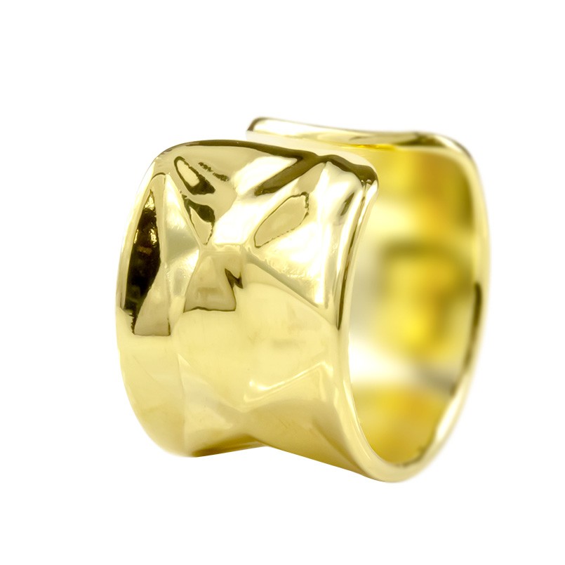 イヤーカフ イエローゴールドk10 イヤークリップ 片耳用 レディース イヤカフ イヤリング 幅広 太め ボロノイ模様 凸凹 テクスチャ 10k 地金 リング ...