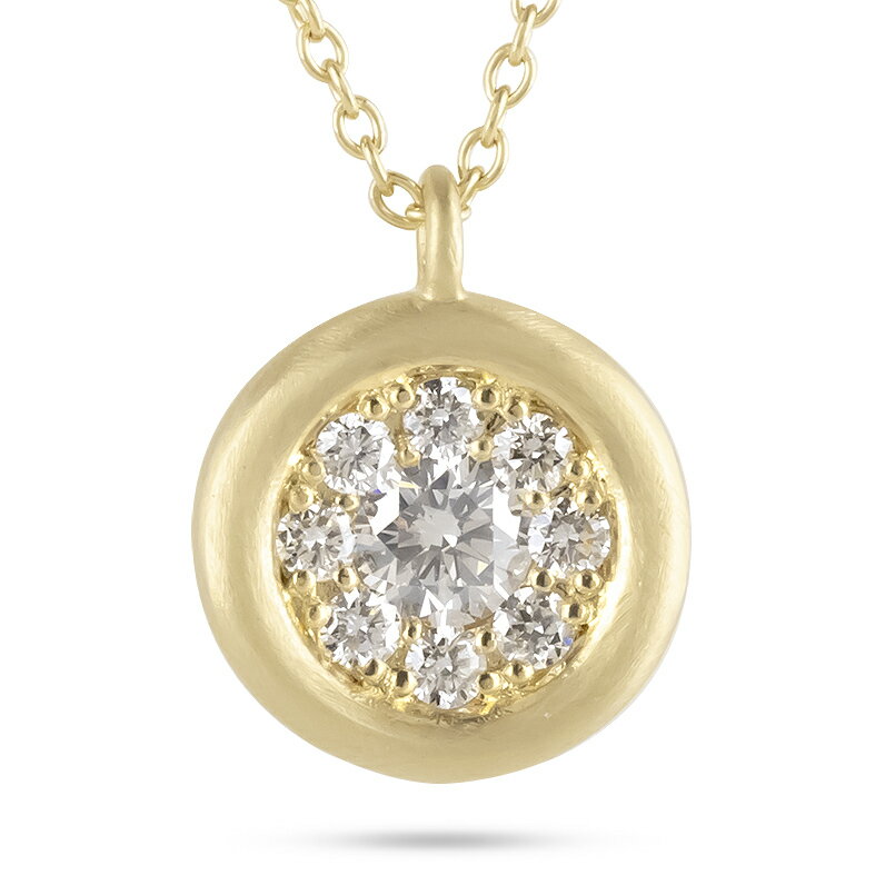18金 ネックレス k18 ダイヤモンド サークル ゴールド ペンダントトップ ダイヤ 0.25ct イエローゴールドK18 18k ラウンド つや消し マット ジュエリー シンプル かわいい 大人 男女兼用 ユニセックス 男女問わず