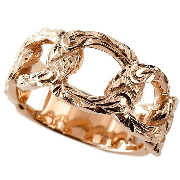 18金 ゴールド リング ハワイアンジュエリー メンズ 喜平 指輪 ピンクゴールドK18 喜平リング 鎖 地金 ..