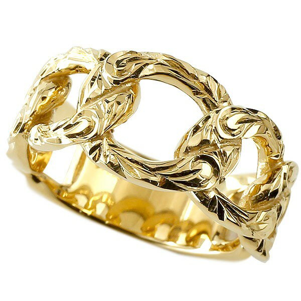 ゴールド 18金 リング ハワイアンジュエリー 喜平 指輪 イエローゴールドK18 喜平リング 鎖 地金 スクロール マイレ 波 幅広 太め トレジャーハンター 18k シンプル 男女兼用 ユニセックス 男女問わず