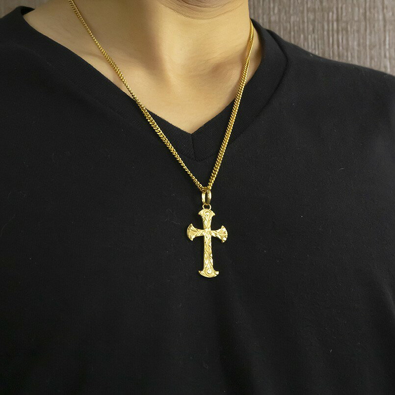 ネックレス メンズ 18金 ペンダントトップ 18k ハワイアンジュエリー 喜平用 クロ...