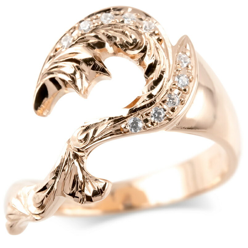 18金 リング ゴールド ハワイアンジュエリー メンズ ダイヤモンド 指輪 フィッシュフック 釣り針 ピン..