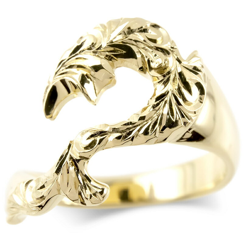 18金 リング ゴールド メンズ ハワイアンジュエリー フィッシュフック 指輪 釣り針 イエローゴールドk1..