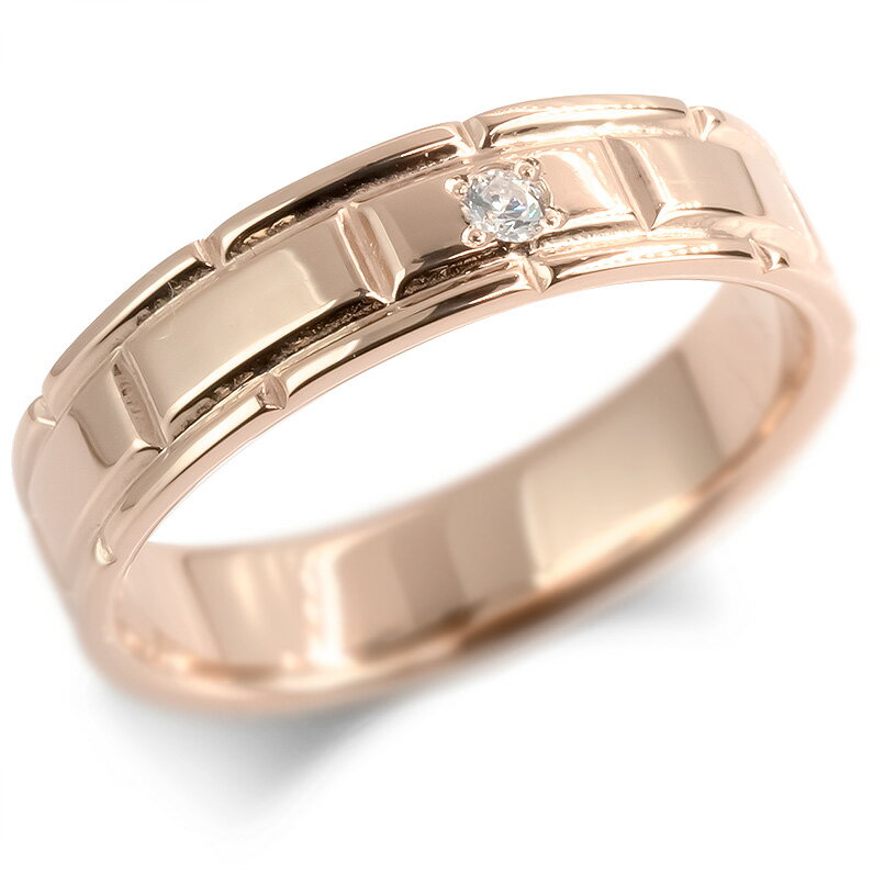 18金 リング ゴールド メンズ ダイヤ 指輪 ダイヤモンド バンドタイプ ピンクゴールドk18 18k ピンキー..