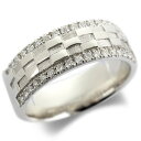 プラチナ リング ダイヤモンド 指輪 ダイヤ 0.35ct 太め 幅広 チェック柄 pt900 ピンキーリング シンプル ジュエリー かっこいい 大きい 男女兼...
