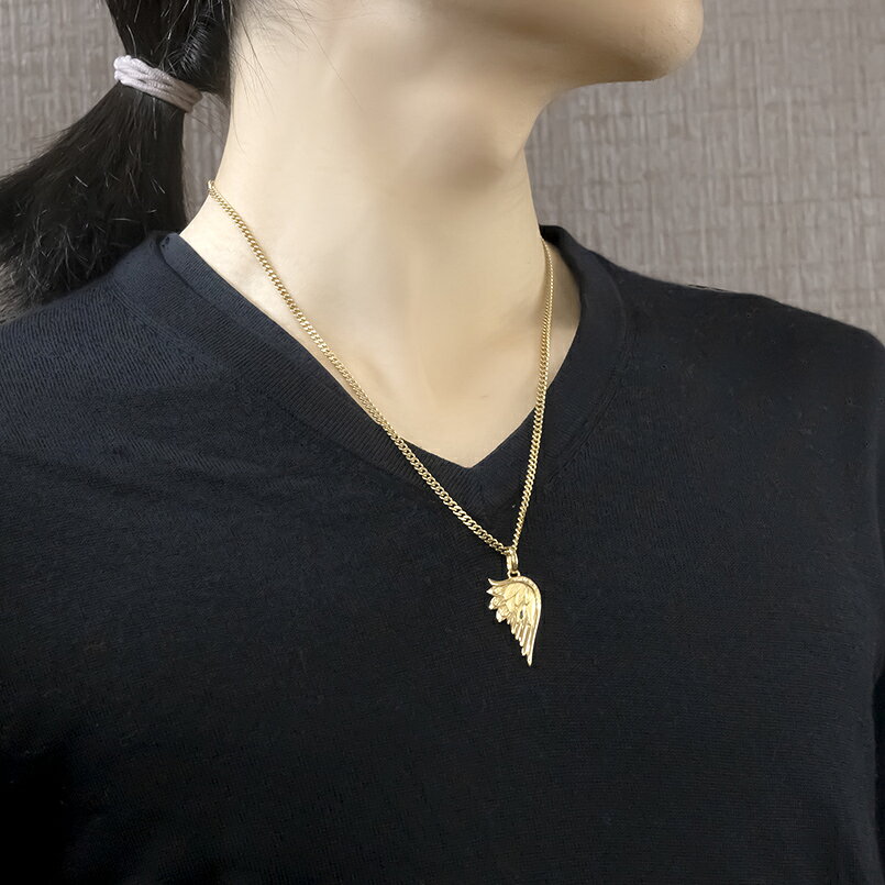 ペンダントトップ メンズ 羽根 10k ダイヤモンド 喜平用 ネックレス チャーム 大き...