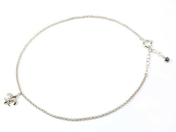 アンクレット メンズ プラチナ ブラックダイヤ ブラックダイヤモンド pt900 pt850 ユリの紋章 フルール..