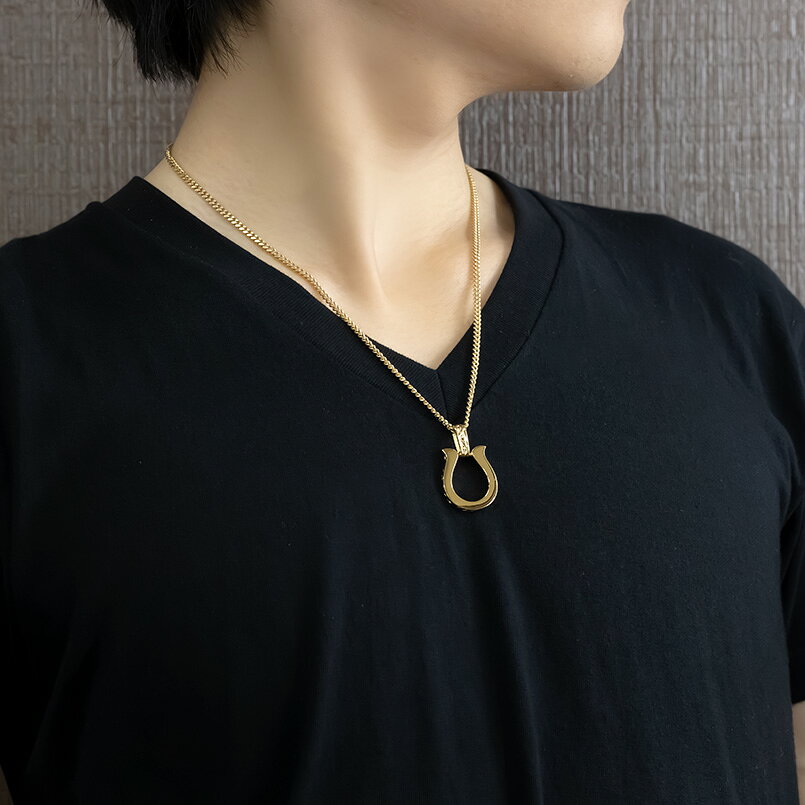18金 チャーム ペンダントトップ メンズ 18k k18 馬蹄 ハワイアンジュエリー イエ...