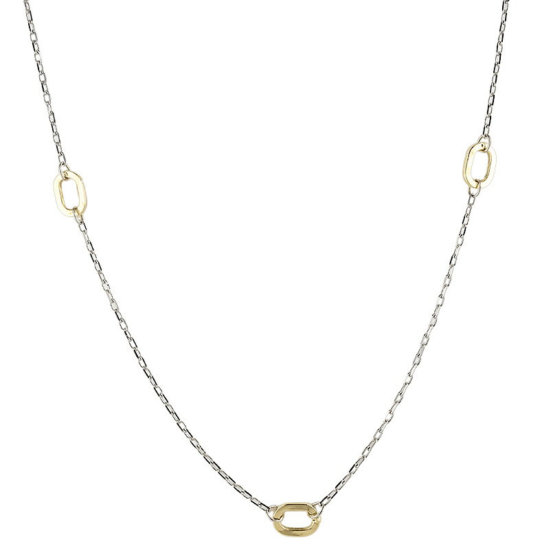 プラチナ 18金 ネックレス レディース チェーン 45cm ゴールド 18k pt850 イエローゴールドK18 地金 コンビ アズキチェーン ペンダントトップ 中空 ホローリンク