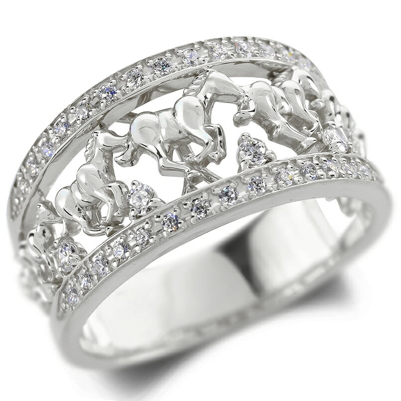 婚約指輪 プラチナ レディース リング pt900 馬 ダイヤモンド 指輪 シンプル ホース 午年 干支 エンゲ..