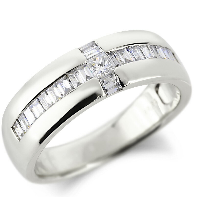 リング プラチナ クロス ダイヤモンド プリンセスカット バケットカット 指輪 幅広 太め pt900 金属アレルギー 安心 ダイヤ 0.50カラット 十字架 シンプル カジュアル用ジュエリー 男女兼用 ユニセックス 男女問わず