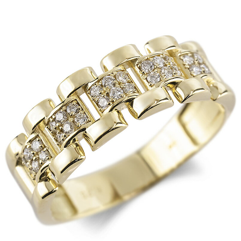 18金 リング 18k ダイヤモンド ベルトタイプ 幅広 指輪 時計 ウォッチ 太め k18 ダイヤ ゴールド 金 イエローゴールドK18 シンプル カジュアルジュエリー 男女兼用 ユニセックス 男女問わず